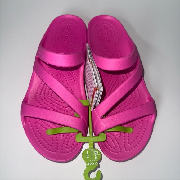 NEW Crocs Pink Kadee II Strappy Slide Sandals Size 5 - Picture 1 of 4